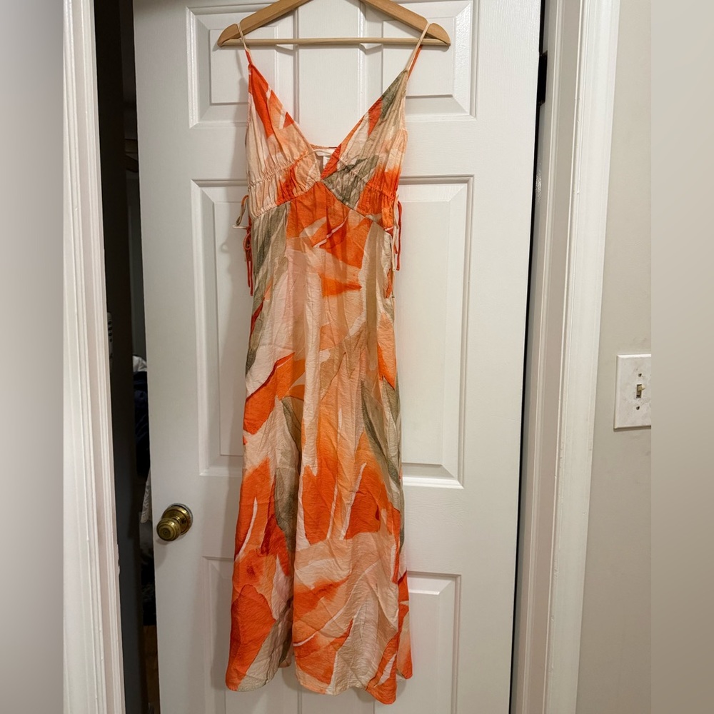 H&M Orange and Beige Abstract Slip Maxi Dress